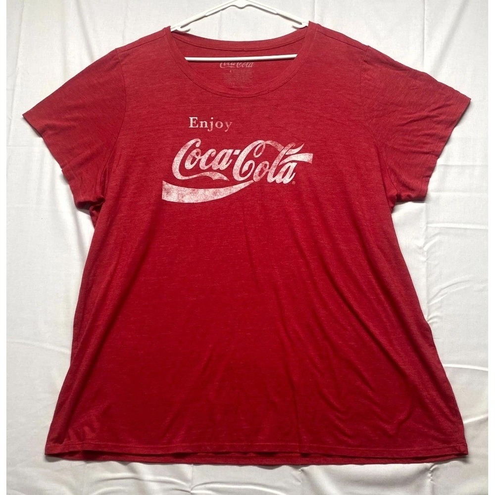 Coca Cola T Shirt Women 4 Red Enjoy Graphic Print Cotton Crew Neck Short Sleeve